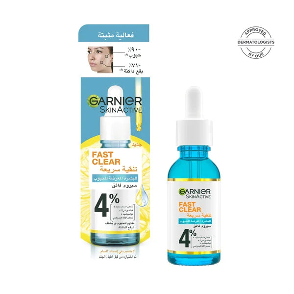 GARNIER FAST CLEAR [4%] SALICYLIC ACID, VITAMIN C, NIACINAMIDE, AHA - ANTI-ACNE TREATMENT BOOSTER SERUM 30ML