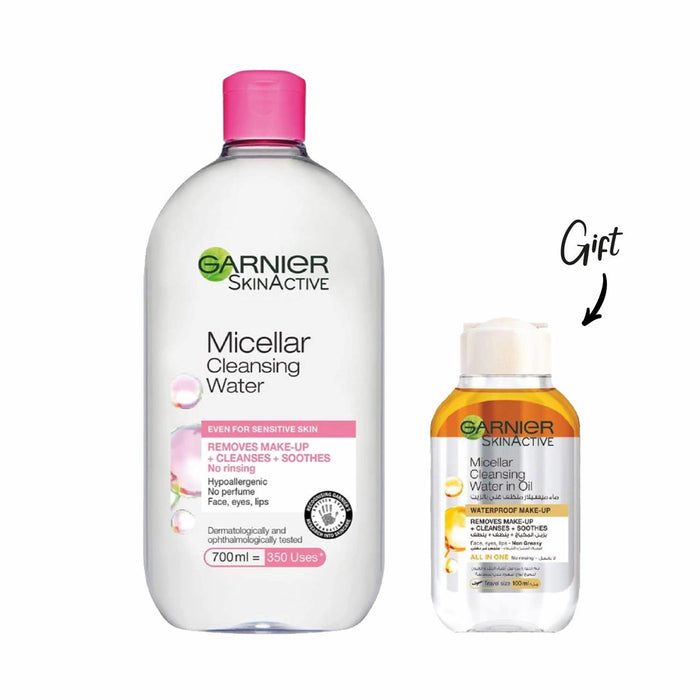 GARNIER MICELLAR CLEANSING WATER FOR SENSITIVE SKIN 700ML + FREE GARNIER MICELLAR OIL INFUSED 100ML