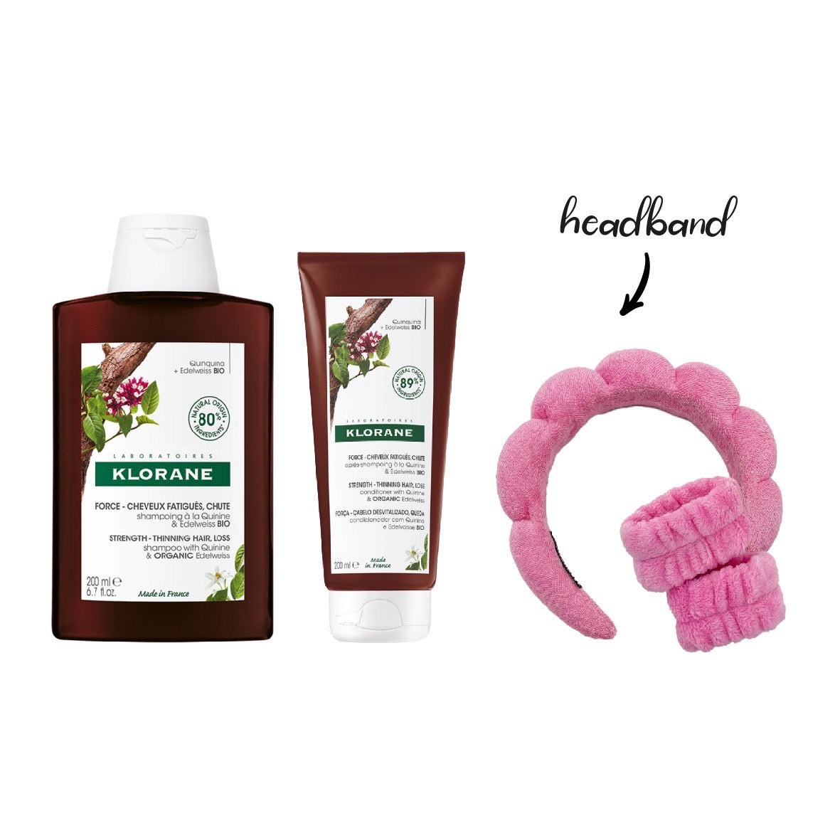 Klorane Shampoo Quinine 200ML+ Klorane Baume Quinine 200Ml+ free headband