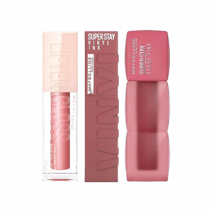 MAYBELLINE LIFTER GLOSS 003 Moon+ MAYBELLINE Super Stay Teddy Tint Liquid Lip Tint 15+Maybelline Vinyl Ink 35 Cheeky