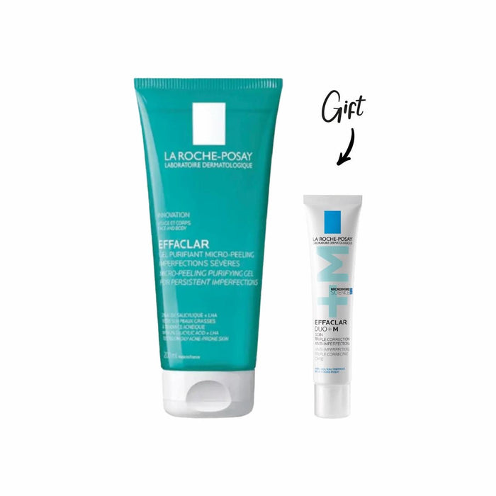 La Roche Posay Effaclar Gel Purifiant Micro-Peeling 200ML + FREE Lrp Effaclar Duo +M 15ML