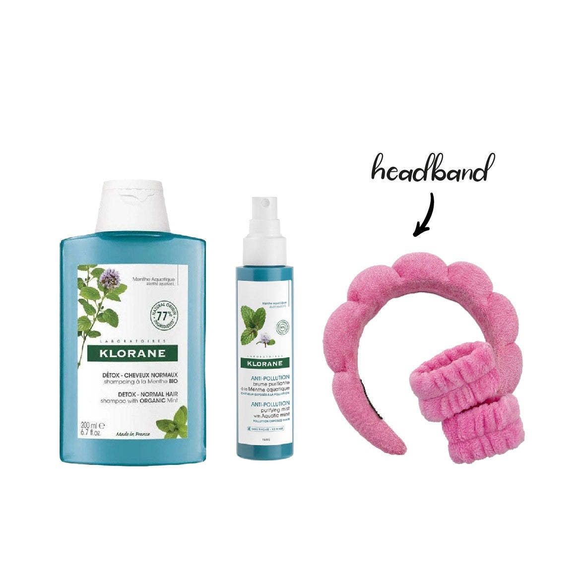 Klorane Shampoo Mint 200ML+ Klorane Conditioner Mint 150ML+ free headband