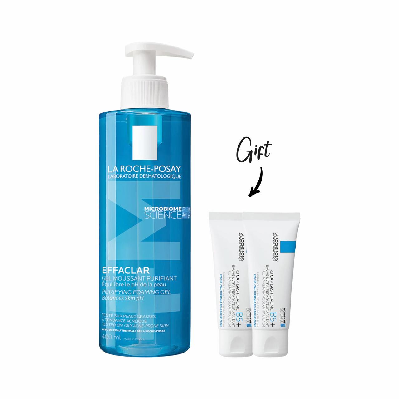 LA ROCHE-POSAY EFFACLAR GEL CLEANSER 400ML + 2x Cicaplast Sample FREE