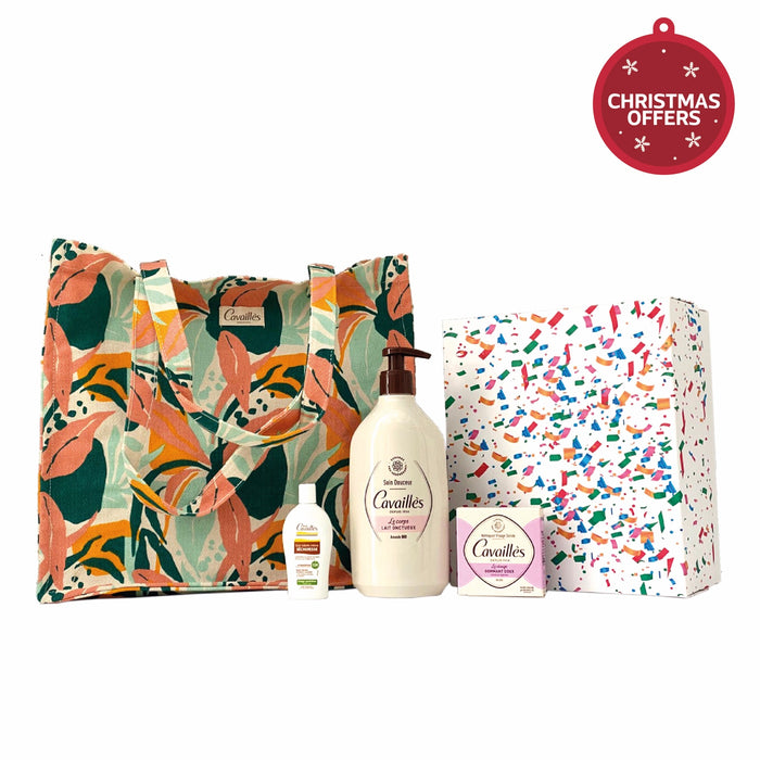 ROGE CAVAILLES MY COMPLETE ROUTINE FOR THE HOLIDAYS GIFT SET :LAIT CORPS 500ML+ SOAP 70G+ SAMPLE+ GIFT BAG