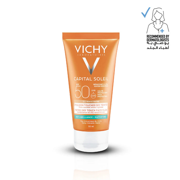 VICHY CAPITAL SOLEIL BB TINTED FACE FLUID DRY TOUCH SPF50+ 5OML