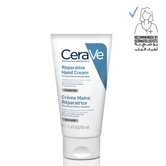 CERAVE REPARATIVE HAND CREAM | HAND CREAM FOR DRY AND ROUGH HANDS WITH HYALURONIC ACID AND CERAMIDES | FRAGRANCE FREE | 1.69OZ, 50 ML