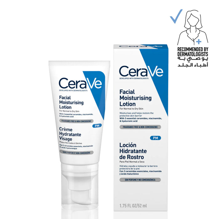 CERAVE PM FACIAL MOISTURIZING LOTION | NIGHT FACE MOISTURIZER FOR NORMAL TO DRY SKIN 52ML