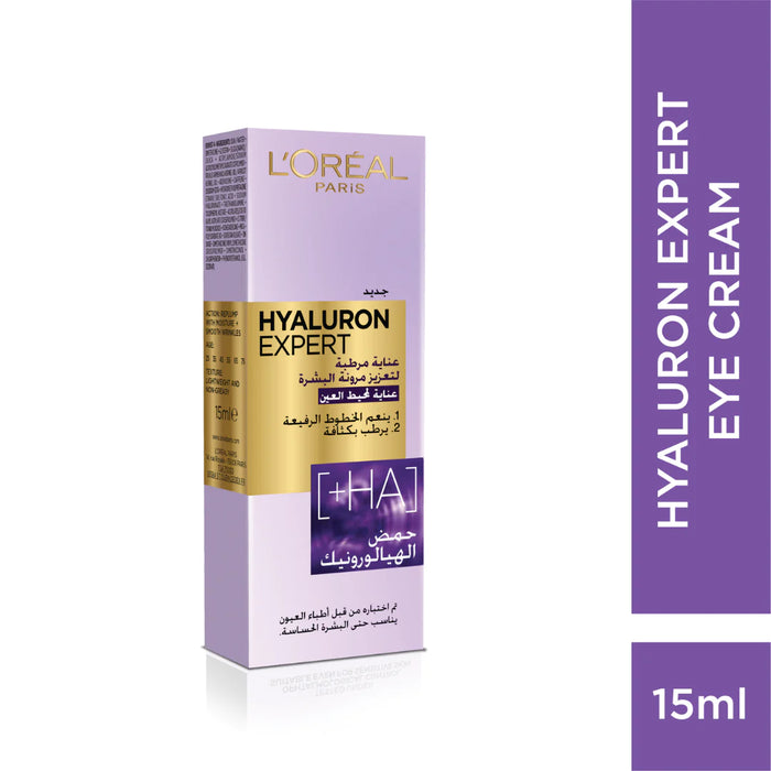 LOREAL HYALURON EXPERT MOISTURISER AND ANTI-AGING EYE CREAM WITH HYALURONIC ACID 15ML