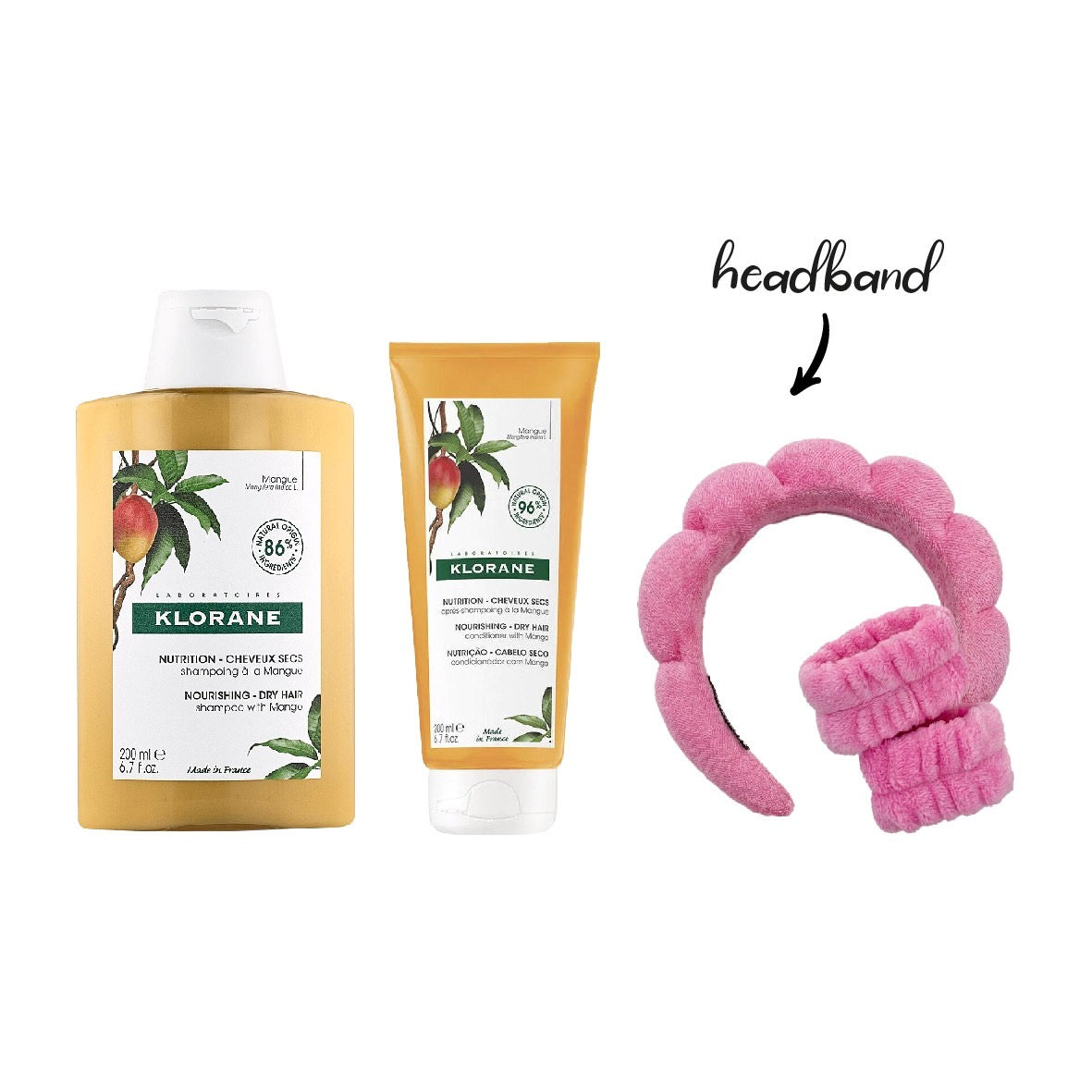 Klorane Shampoo Mangue 200ML + Klorane Conditioner 200ML+ free headband