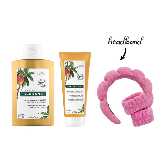 Klorane Shampoo Mangue 200ML + Klorane Conditioner 200ML+ free headband