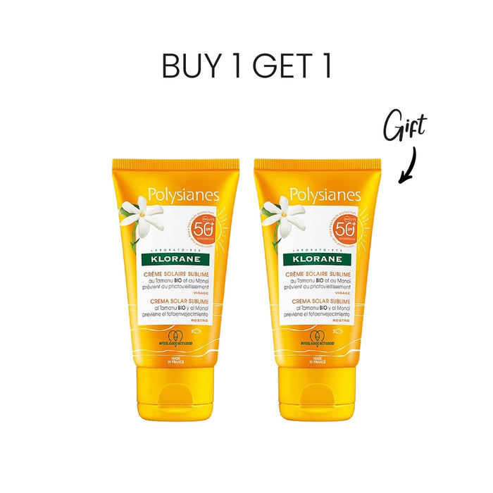 Buy 1 Get 1 FREE KLORANE POLYSIANES CREME SOLAIRE SUBLIME VISAGE SPF50+ 50ML