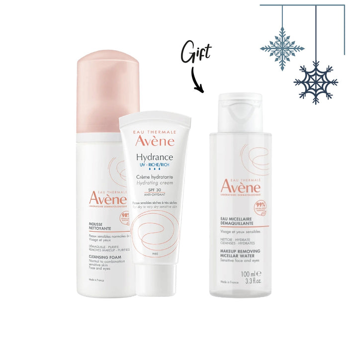 Avene Mousse Nettoyante 150ml + Avene Hydrance Uv Riche 40ML + FREE Avene Micellair 100ML