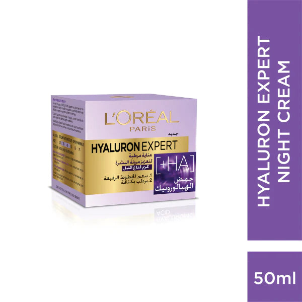 LOREAL HYALURON EXPERT MOISTURISER AND PLUMPING ANTI-AGING NIGHT CREAM WITH HYALURONIC ACID 50ML