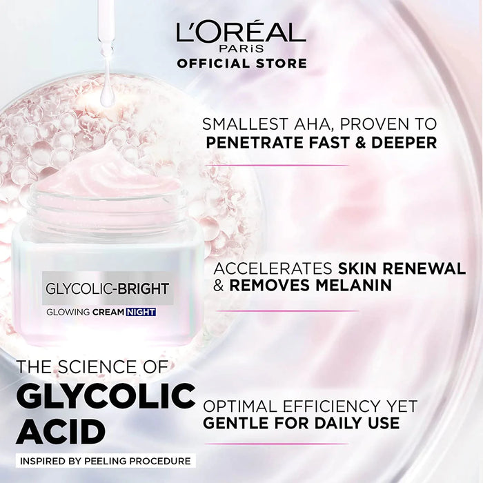 LOREAL GLYCOLIC BRIGHT GLOWING NIGHT CREAM 50ML