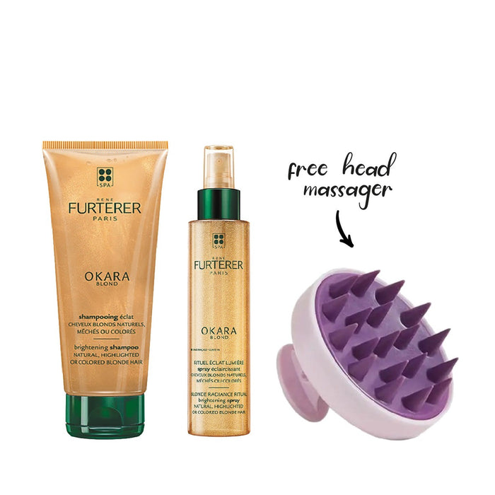 Rene Furtere Okara Shampoo 200ml+ Spray 150ml + FREE Scalp massager