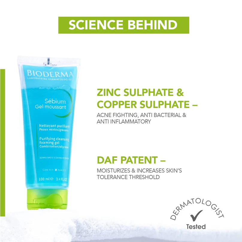 BIODERMA SEBIUM GEL MOUSSANT PURIFYING CLEANSING FOAMING GEL COMBINATION TO OILY SKIN