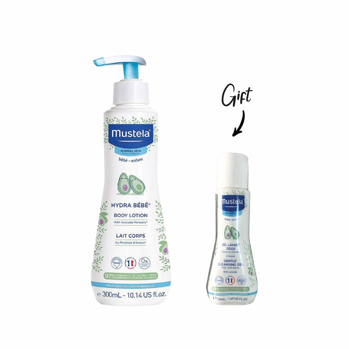 Mustela Hydra Bebe Body Lotion 300ml + Free Mustela Gentle Cleansing Gel 50ml