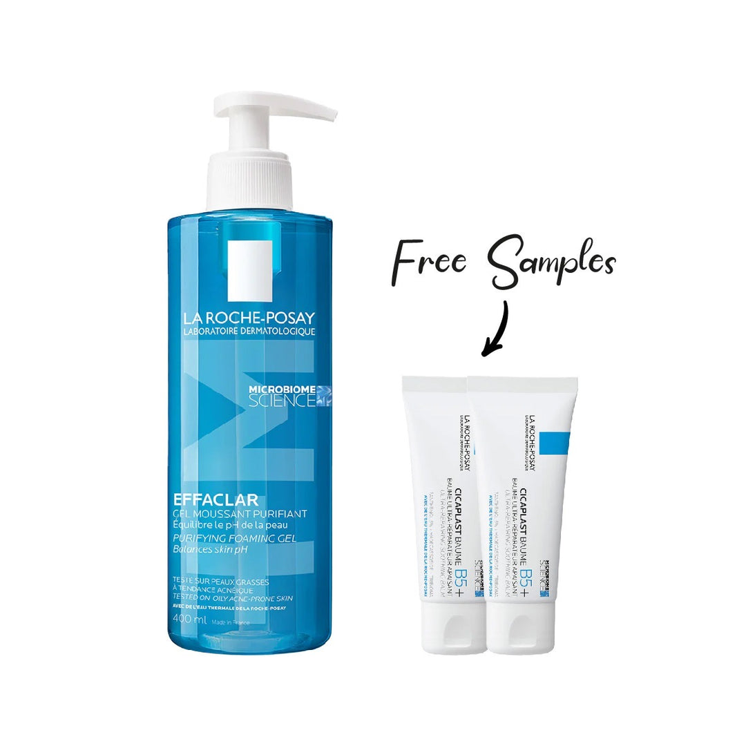 LA ROCHE-POSAY EFFACLAR GEL CLEANSER 400ML + 2x Cicaplast Sample FREE