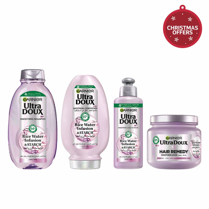 ULTRA DOUX RICE WATER INFUSION & STARCH HAIR REMEDY MASK+ SHAMPOO + CONDITIONER+ LEAVE IN CREAM