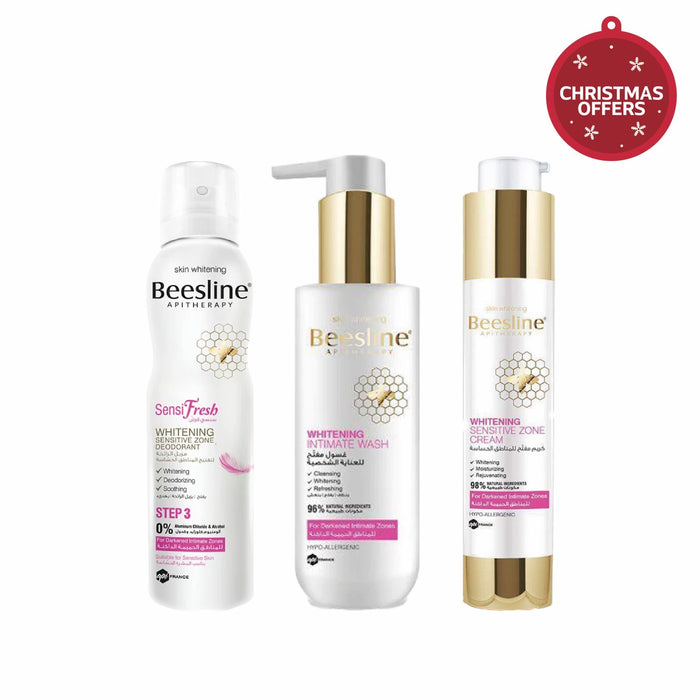 BEESLINE WHITENING SENSITIVE ZONE CREAM+ SENSIFRESH SPRAY+ WHITENINH INTIMATE WASH