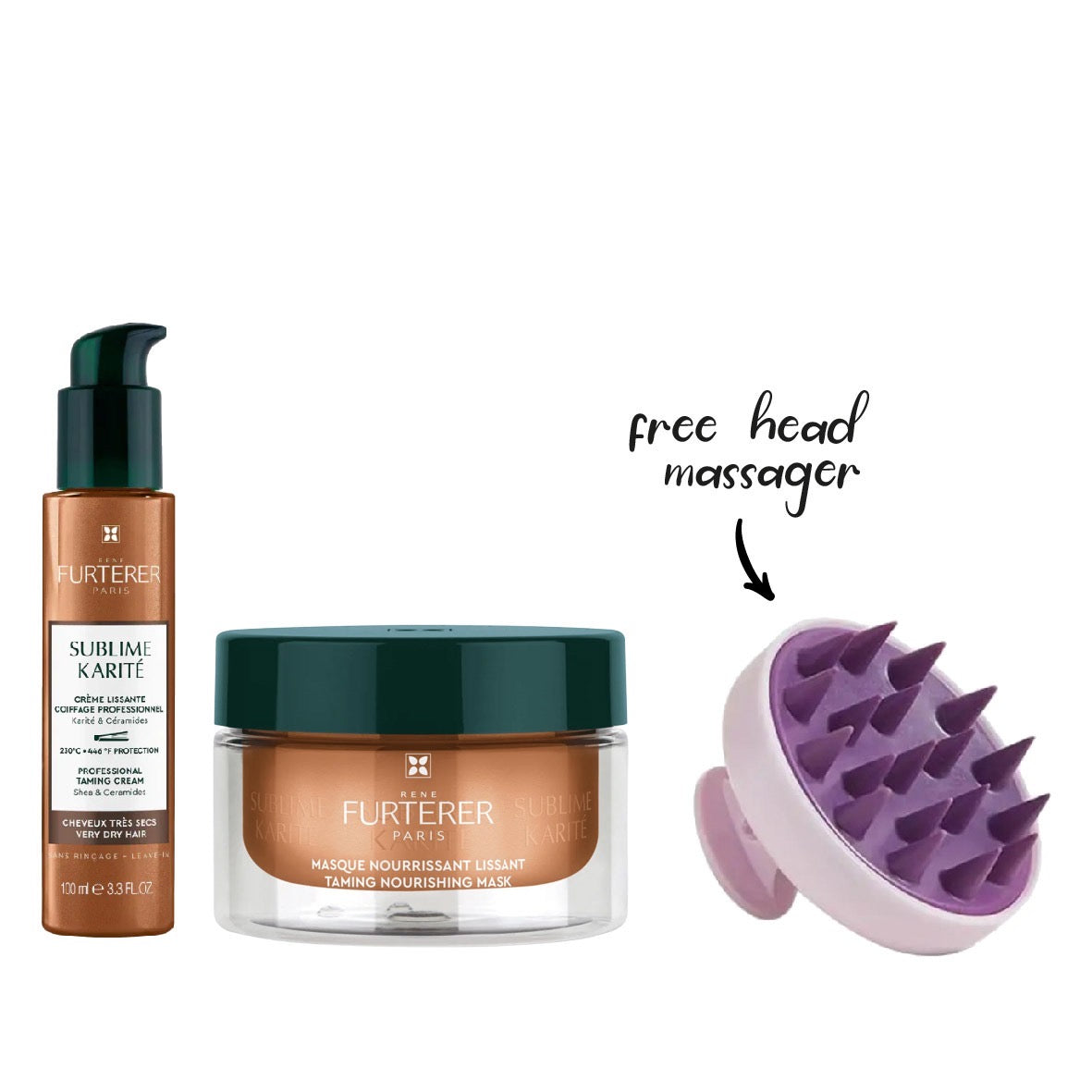 Rene Furterer Karite Cream + Mask +Free Scalp Massager
