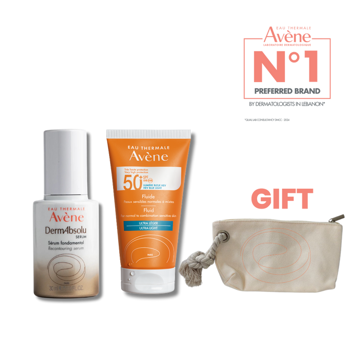 AVENE DERMABSOLU SERUM 30ML + AVENE SUN FLUID SPF50+ 50ML+ FREE POUCH