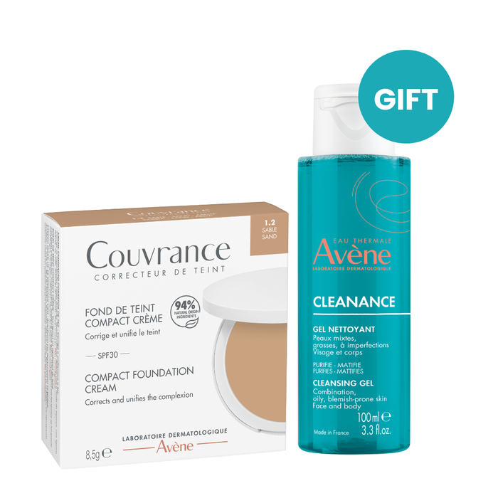 AVENE COUVRANCE 1.2 SABLE COMPACT 8.5G + FREE Avene Cleanance gel 100ML