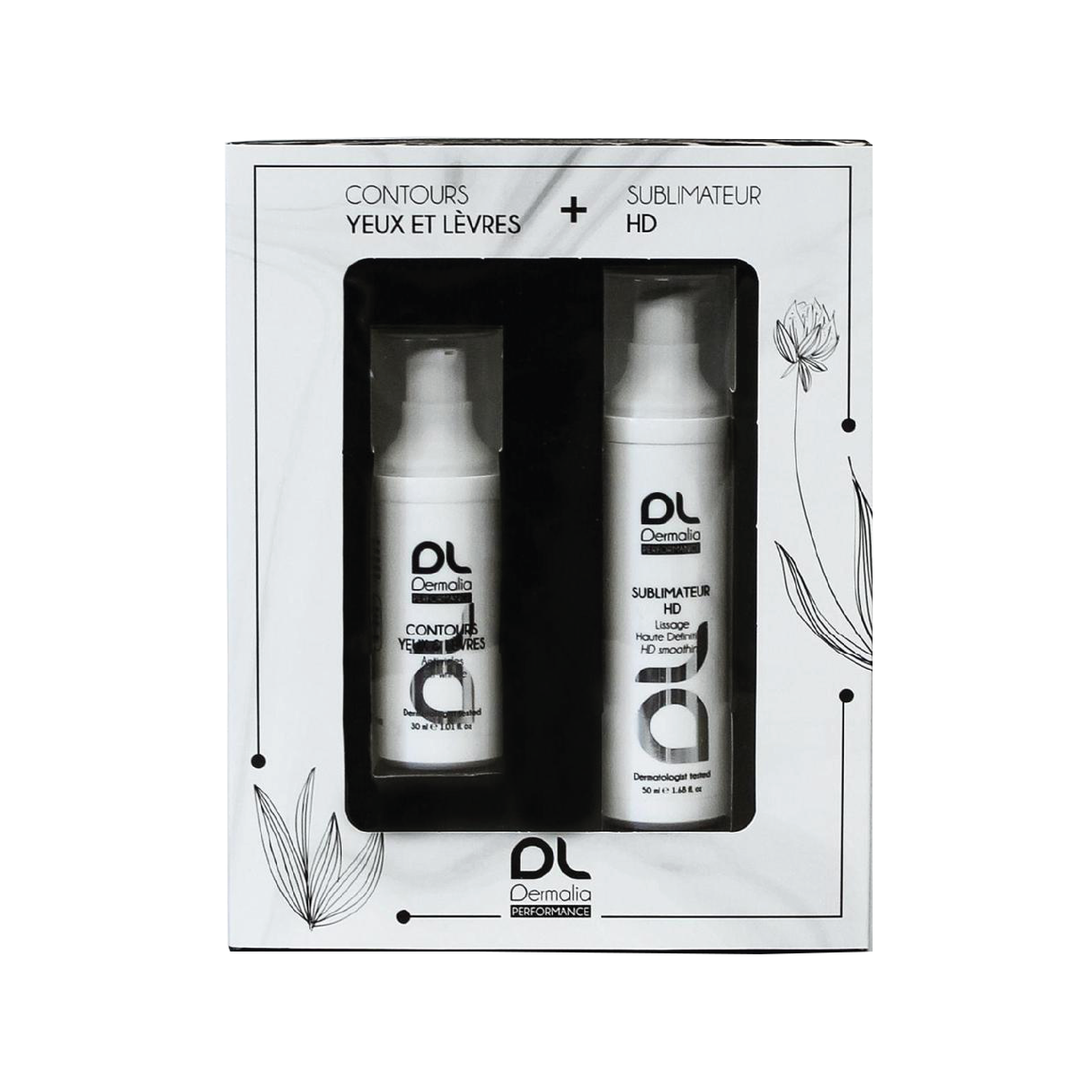 DERMALIA COFFRE BOX SUBLIMATEUR HD 50ML+ FREE CONTOURS YEUX&LEVERES 30ML