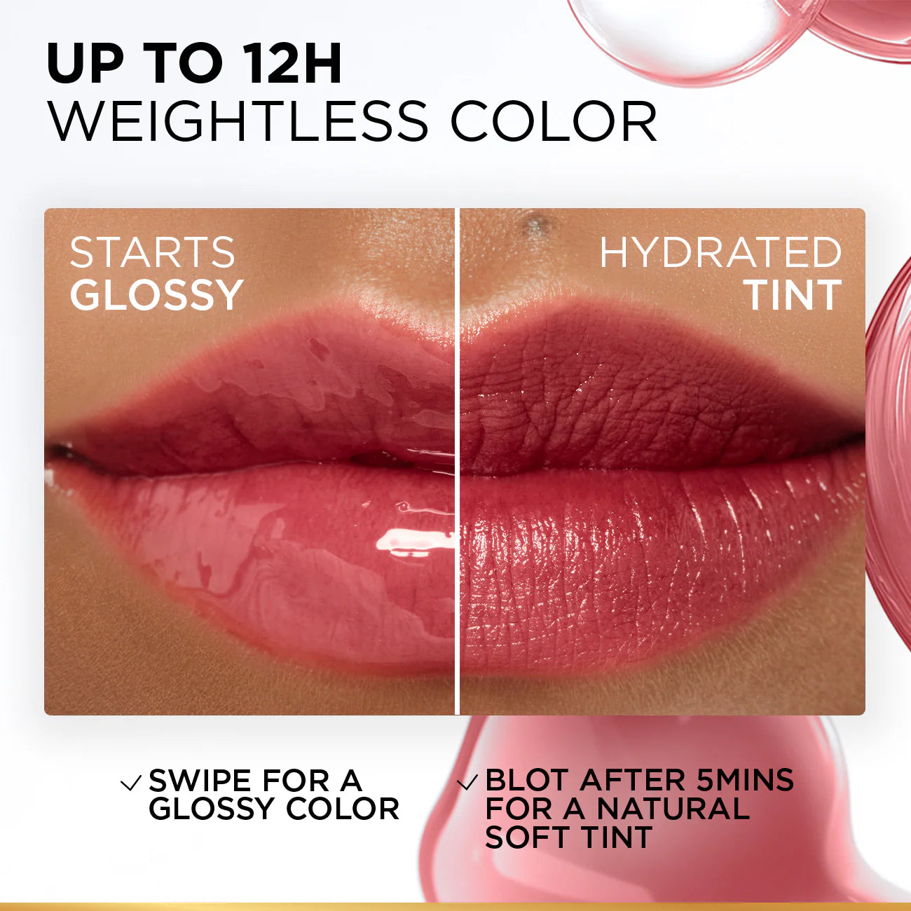 Loreal Hyaluron Tint Lip Stain Serum Long Lasting, Hydrating Lip Makeup Infused with Hyaluronic Acid 5ml