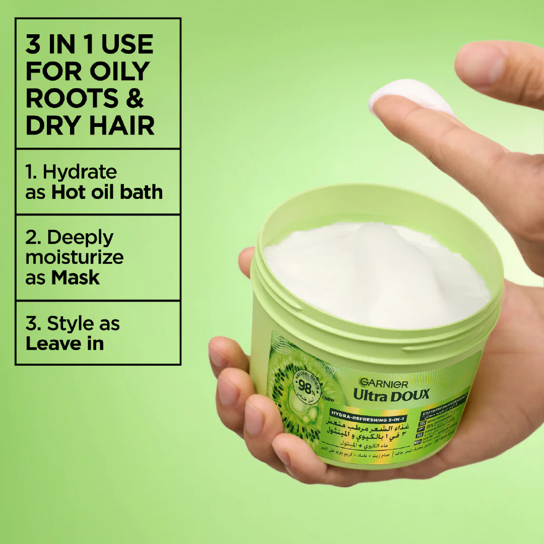 Garnier Ultra Doux Hair Food Kiwi Hydrating Hair Mask for Oily Roots & Dry Hair