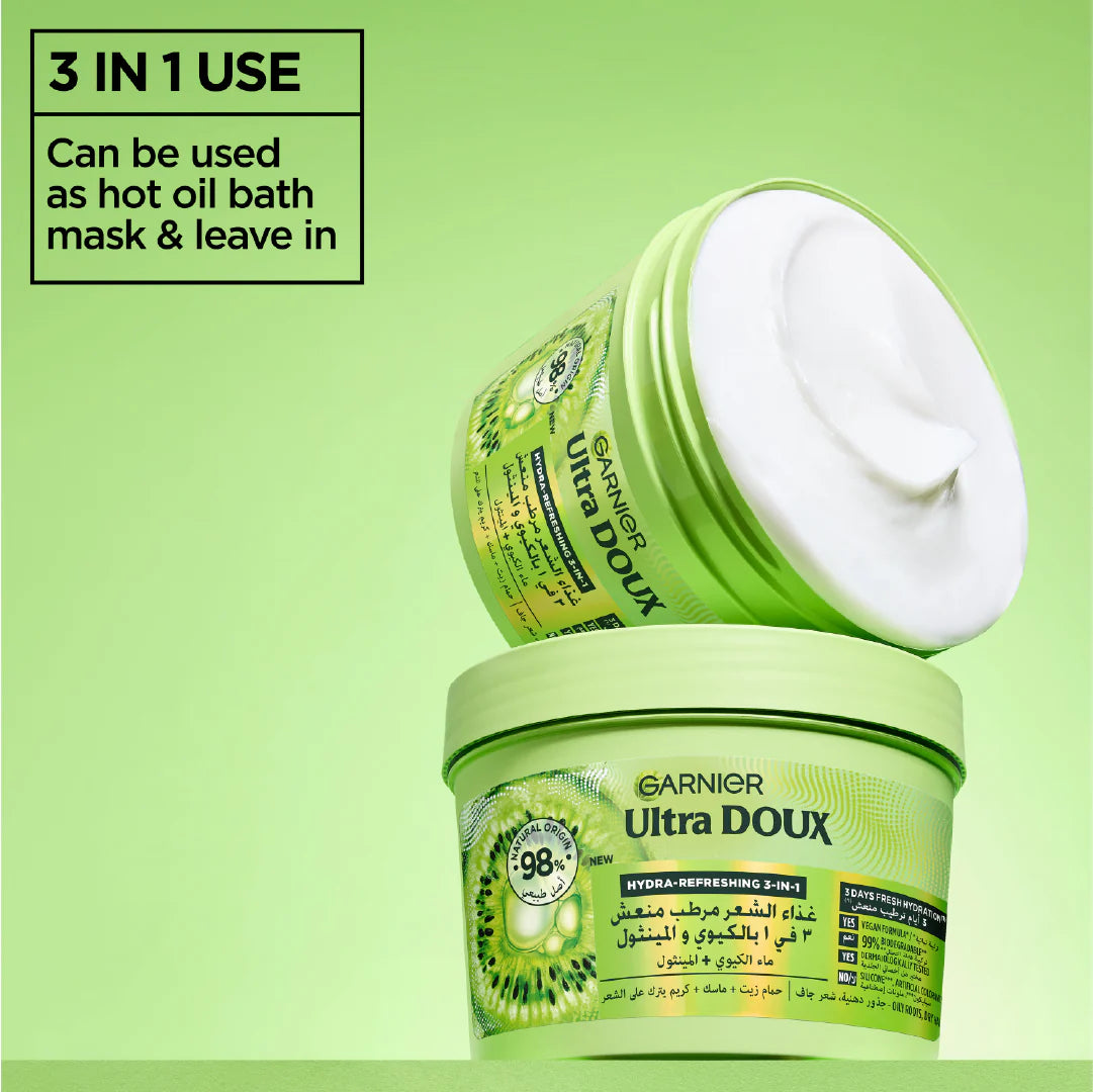 Garnier Ultra Doux Hair Food Kiwi Hydrating Hair Mask for Oily Roots & Dry Hair