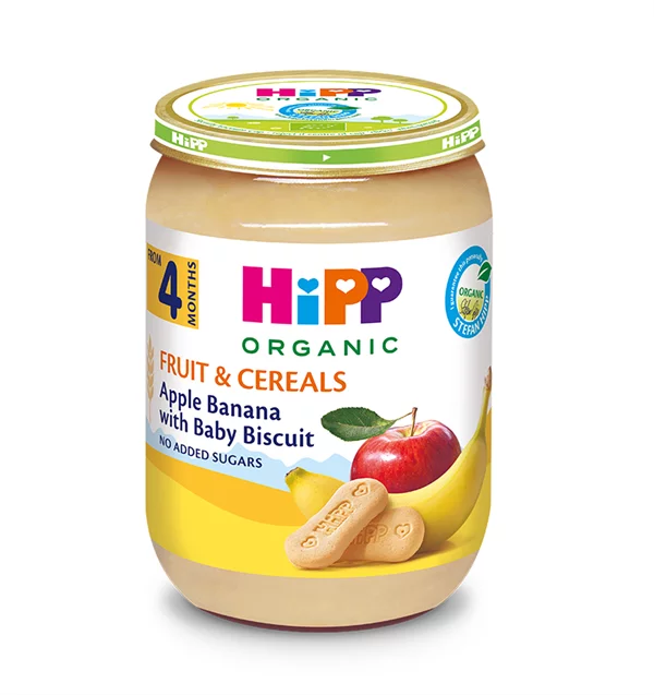 Hipp Fruit & Cereal Apple Banana With Baby Biscuit 4M+. 190G