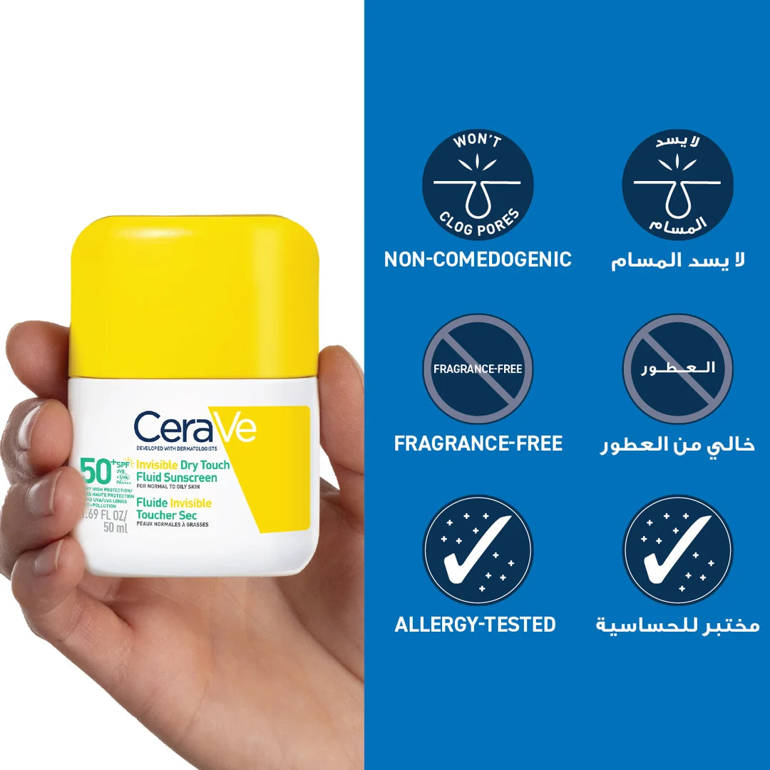 CERAVE INVISIBLE DRY TOUCH FLUID SUNSCREEN SPF 50+ 50 ML