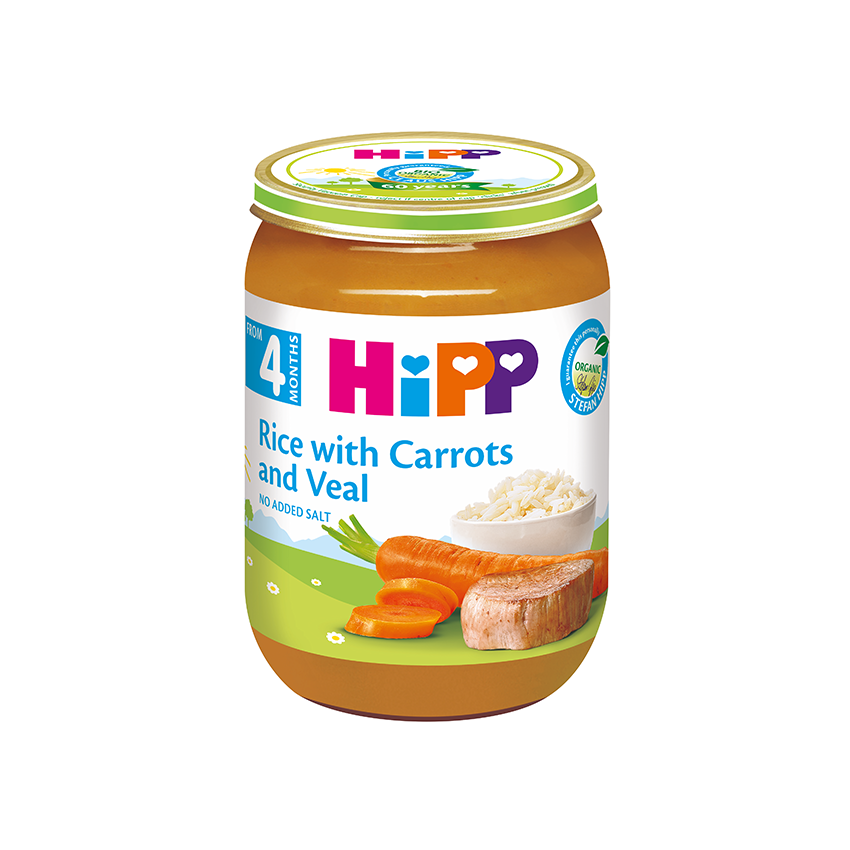 HiPP Organic Rice Carrots Veal 190g 4M+