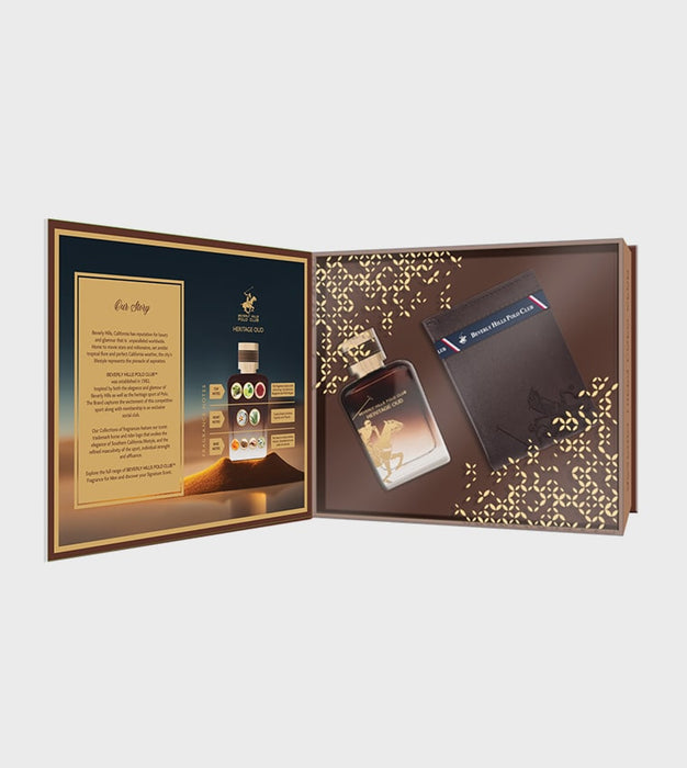 PERFUME BEVERLY HILLS POLO CLUB HERTIAGE OUD MEN GIFT SET -100ML + WALLET