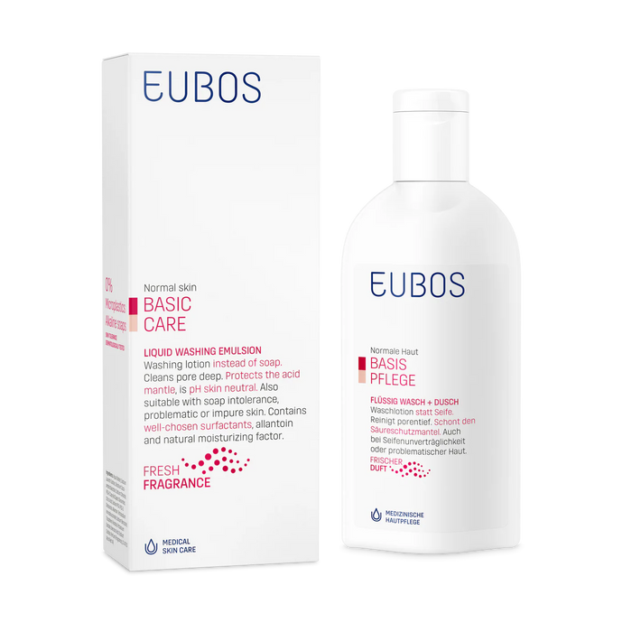 Eubos Liquid Washing Emulsion Red - Face & Body Cleanser 200ML