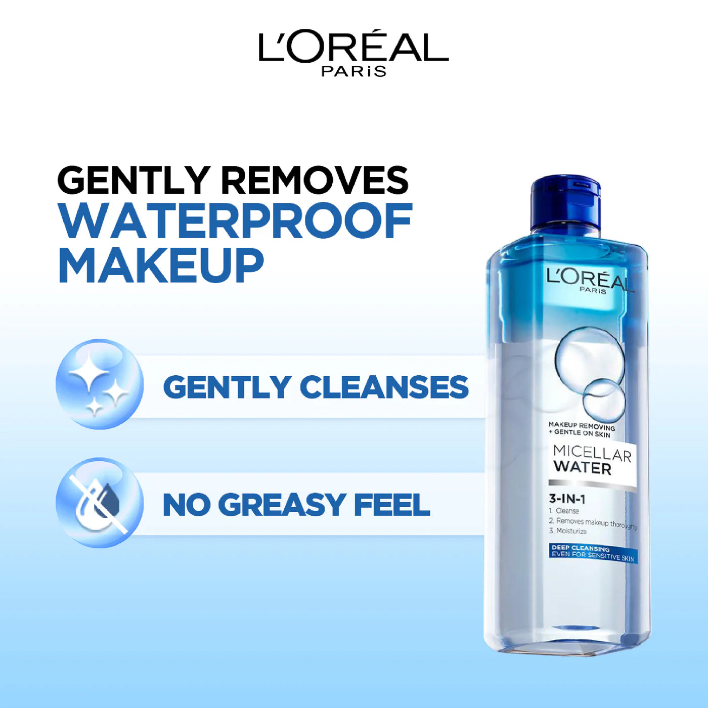 Loreal 3-in-1 Deep Cleansing Water/Dry To Normal Skin 400ml