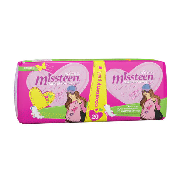 Private Missteen Natural Cotton Normal With Wings 20 Pads