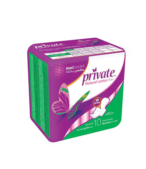 Private Maxi Pocket Normal Pads With Wings X10