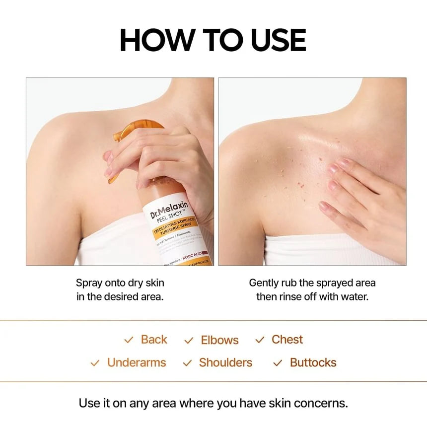 DR.MELAXIN PEEL SHOTEXFOLIATING KOJIC ACID TURMERIC SPRAY