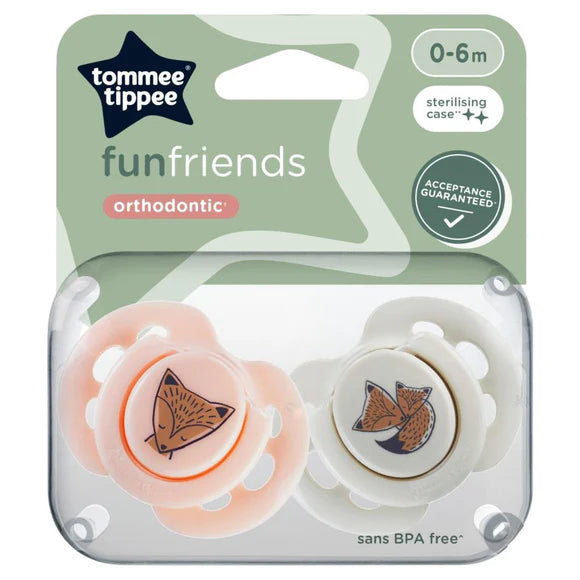 Tommee Tippee Fun Friends Orthodontic Soother x 2pcs (0-6 Months)