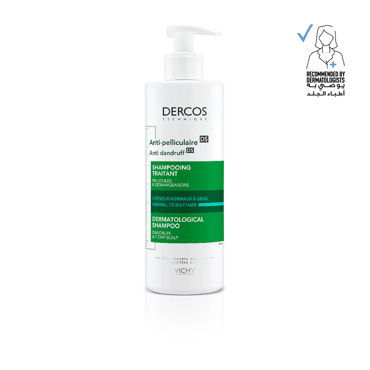 Vichy DERCOS ANTI-DANDRUFF TREATMENT SHAMPOO - NORMAL TO OILY HAIR 390ML