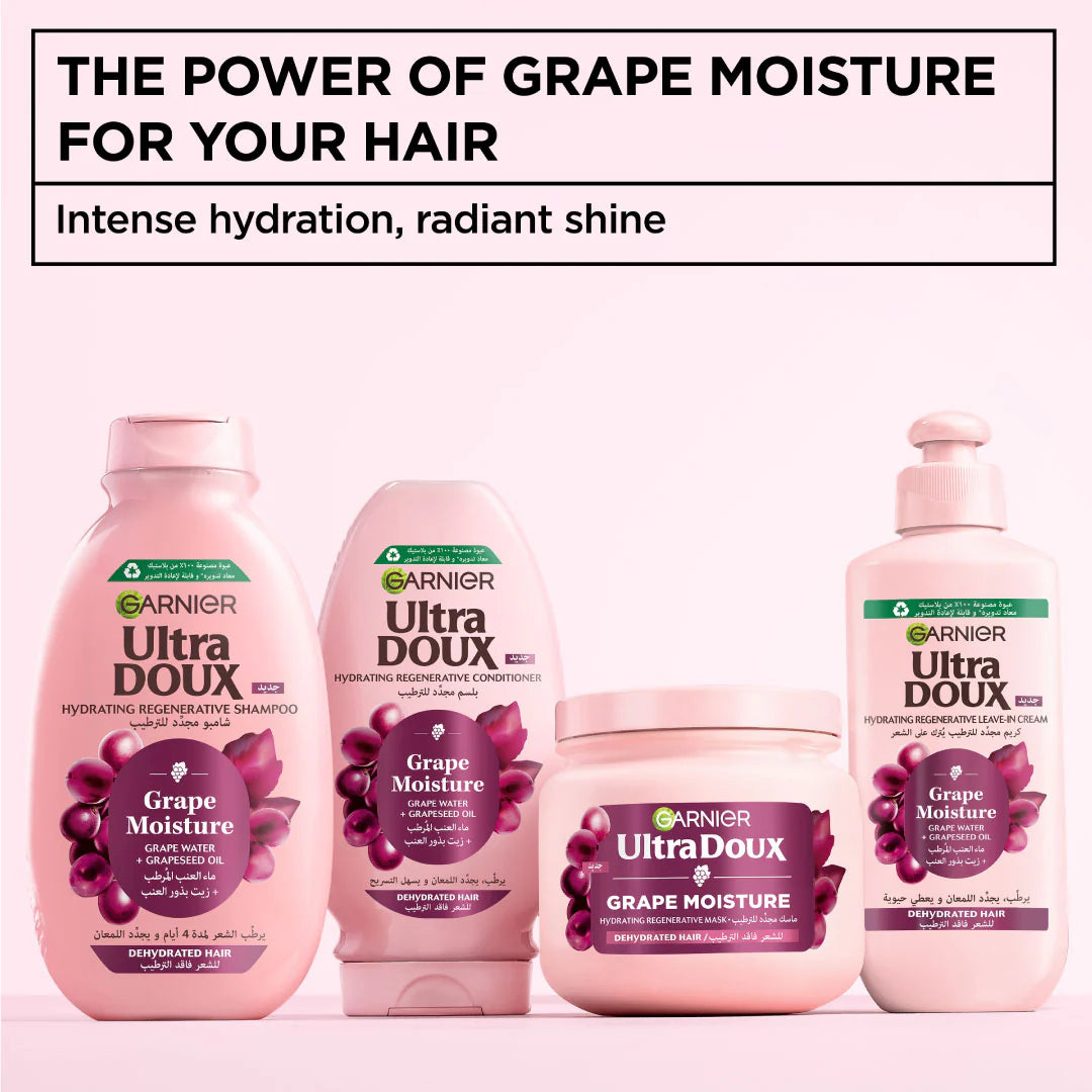 Garnier Ultra Doux Grape Moisture Hydrating Regenerative Conditioner for Dehydrated Hair With Hydrating Grape Water + Antioxidant Grapeseed Oil