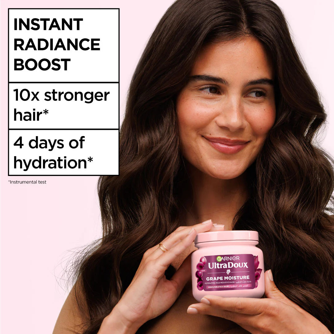 Garnier Ultra Doux Grape Moisture Deep Regenerative Mask for Dehydrated Hair With Hydrating Grape Water + Antioxidant Grapeseed Oil 200ML