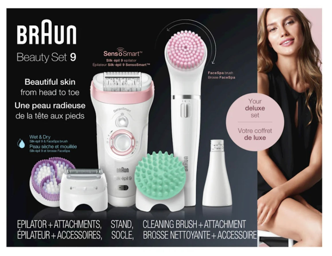 Braun Epilator, Silk·épil 9-985, Beauty Set, Soft Pink With 11 Extras
