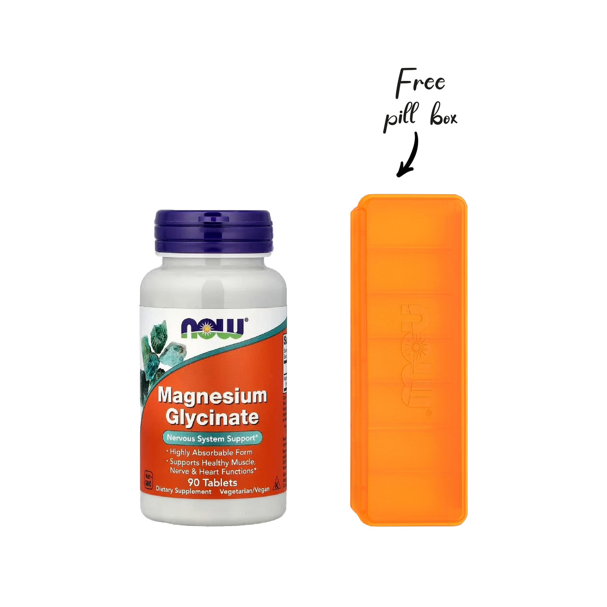 Now Magnesium Glycinate 180+ Free Pillbox