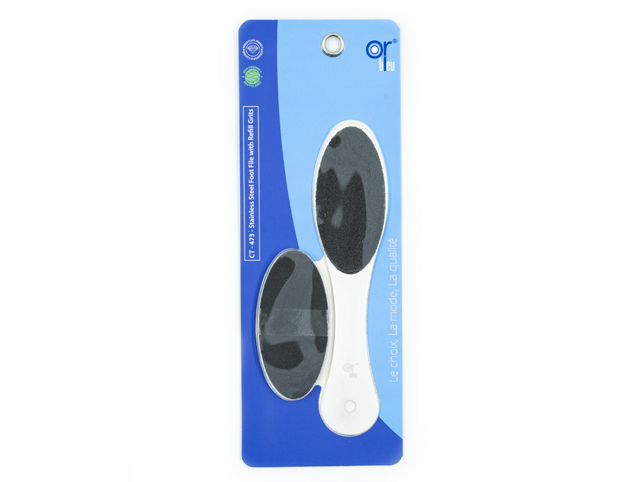 Orbleu Stainless Foot File with Refill Grits