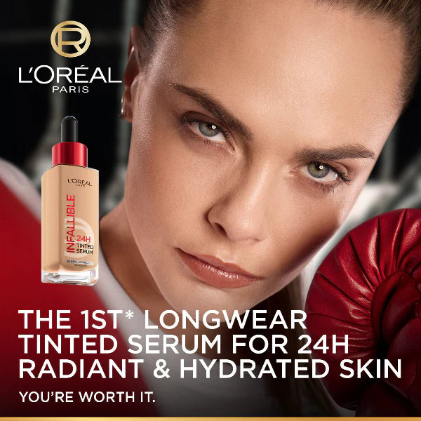 LOREAL INFALLIBLE 24H TINTED SERUM WITH 1% HYALURONIC ACID FOR RADIANT HYDRATED SKIN, LIGHT TO MEDIUM COVERAGE, 30ML