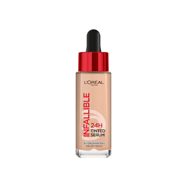 LOREAL INFALLIBLE 24H TINTED SERUM WITH 1% HYALURONIC ACID FOR RADIANT HYDRATED SKIN, LIGHT TO MEDIUM COVERAGE, 30ML