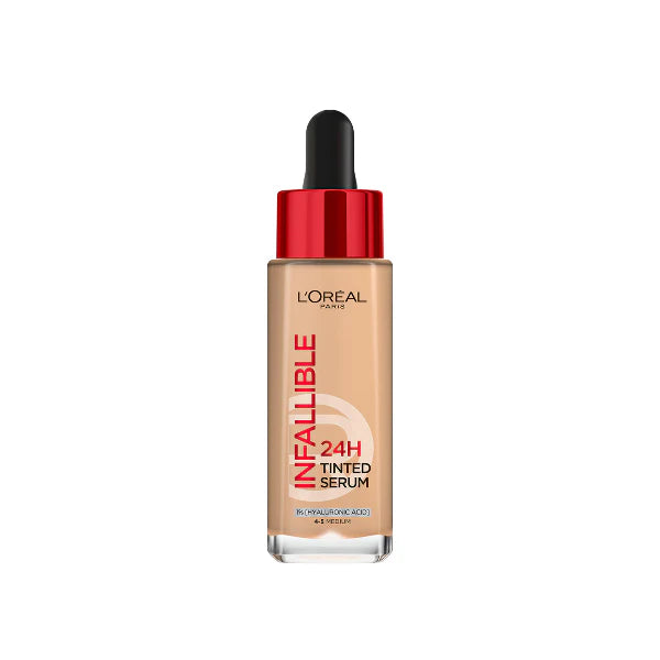 LOREAL INFALLIBLE 24H TINTED SERUM WITH 1% HYALURONIC ACID FOR RADIANT HYDRATED SKIN, LIGHT TO MEDIUM COVERAGE, 30ML